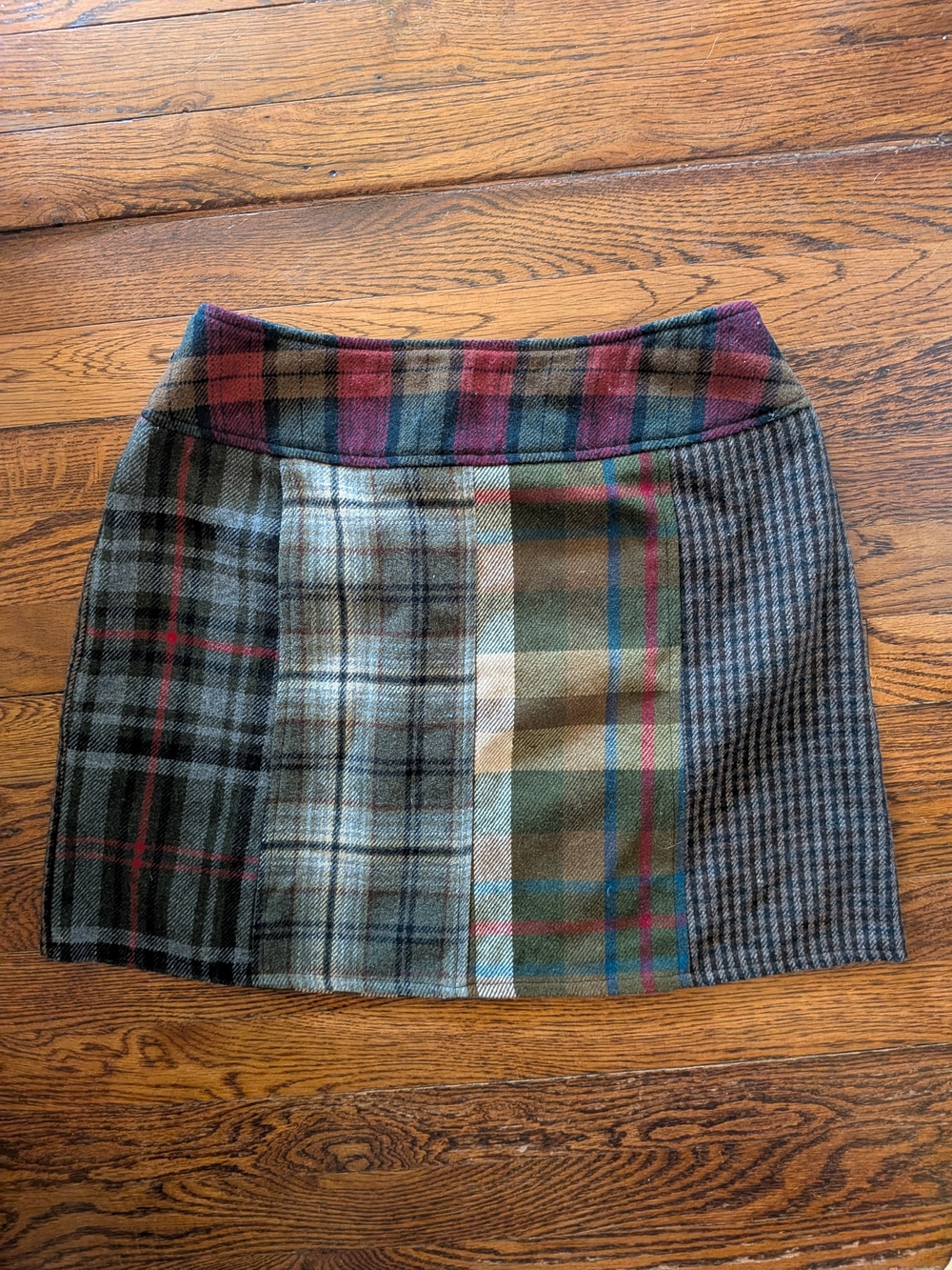 2/$14 Patchwork Plaid Mini Skirt